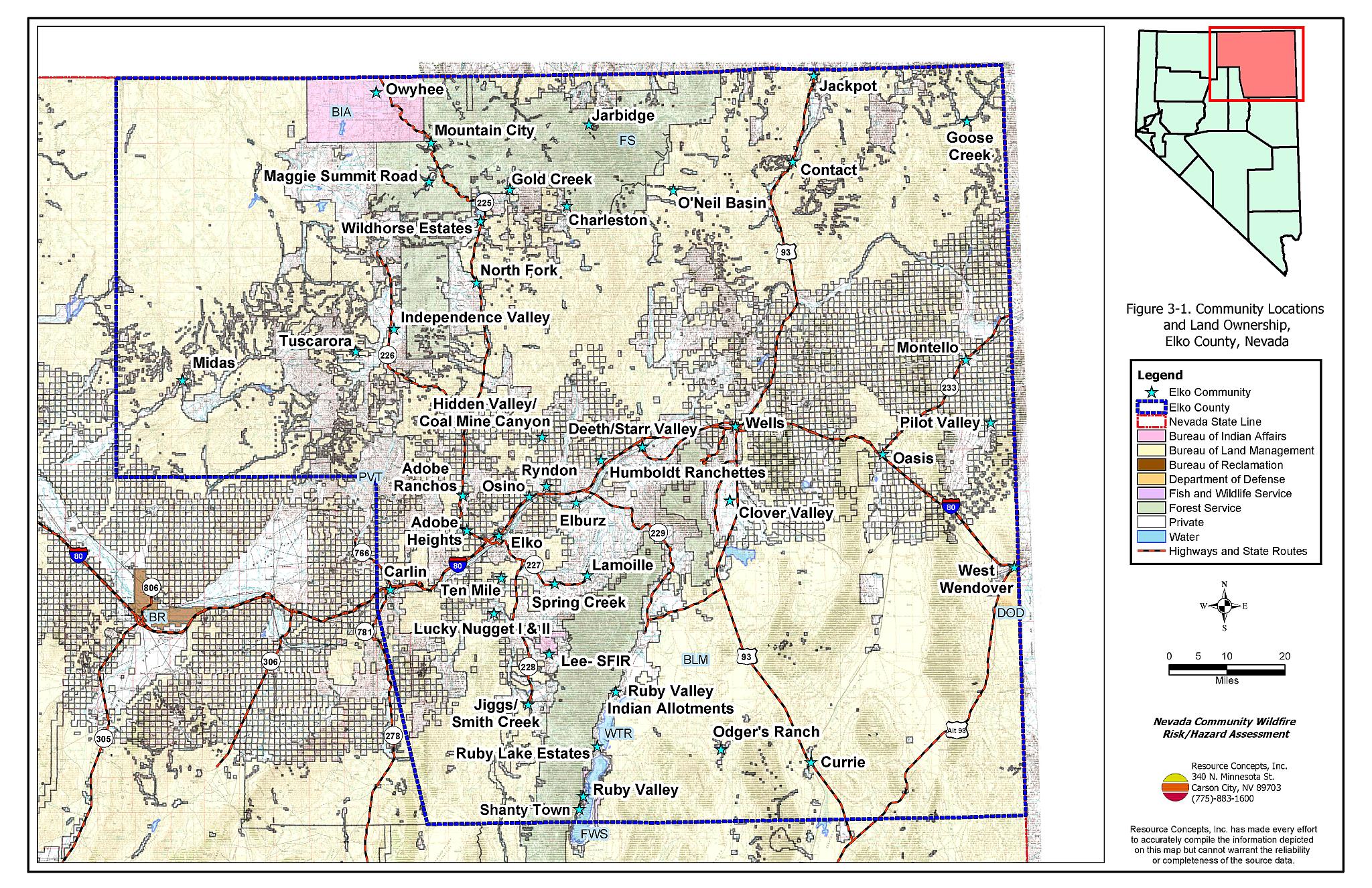 3 0 Description Of The County Elko County Fire Plan Nevada Community Wildfire Risk Hazard Assessment Rci